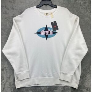 NWT Levi's Silvertab Mens Pullover Sweatshirt White XXL‎ Puff paint Logo Soft